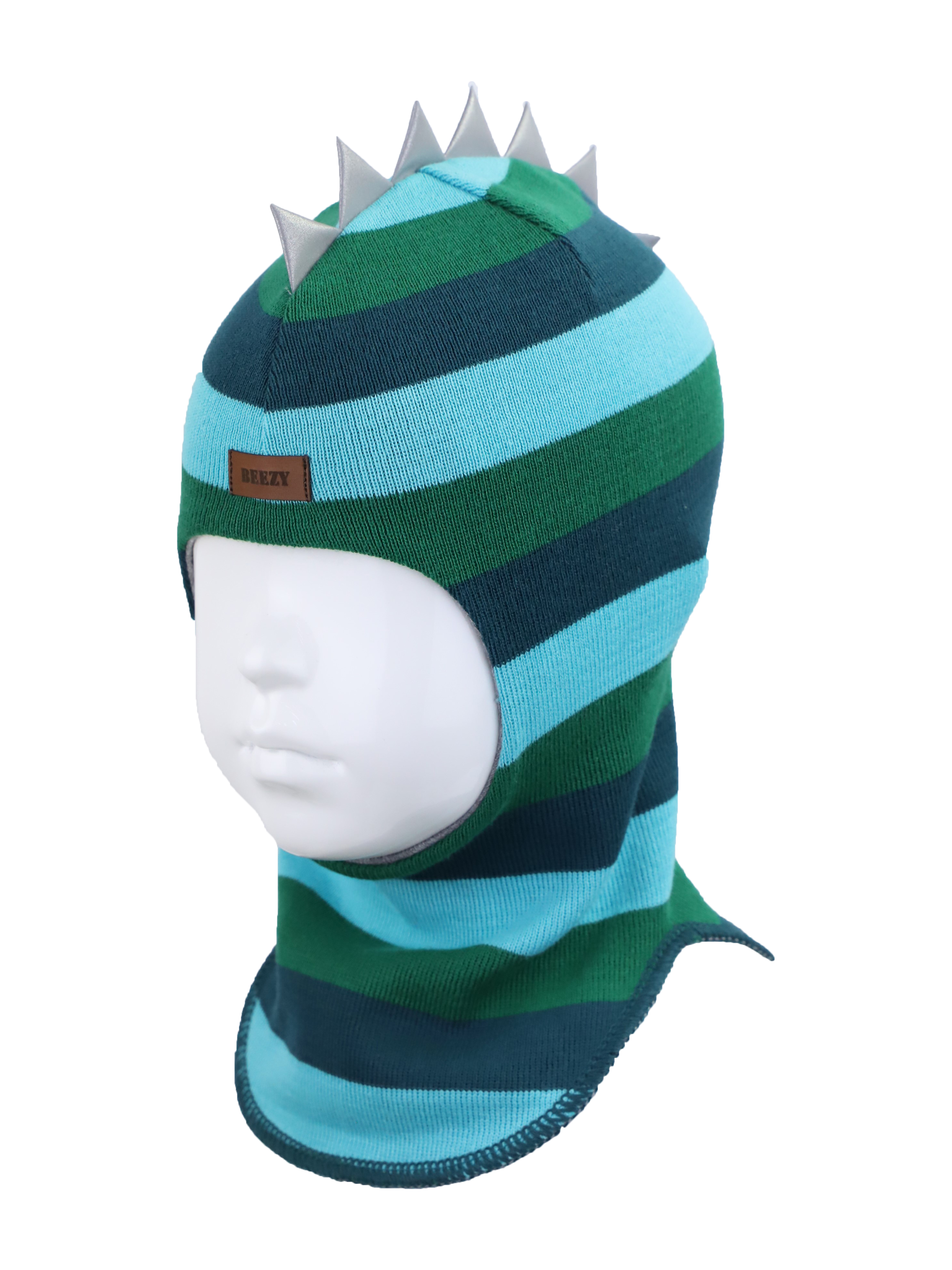 1715/ Шлем-шапка Дино темно-зеленый, аквамариновый