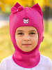 19011 / Шлем-шапка Кошка с бантиком малиновый, розовый