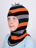 PR-2215-36/ Шлем-шапка полное утепление Дино черный, темно-зеленый, оранжевый