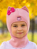 19011 / Шлем-шапка Кошка с бантиком бледно-розовый