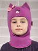19011 / Шлем-шапка Кошка с бантиком фиолетово-баклажанный