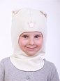 1450/ Шлем-шапка Кошка молочный, белый