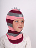 PR-22151-58/ Шлем-шапка полное утепление Дино серый меланж, розовый, фуксия