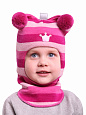 1412/ Шлем-шапка Белка фуксия-розовый-бледно-розовый