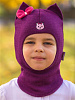 19011 / Шлем-шапка Кошка с бантиком темно-фиолетовый