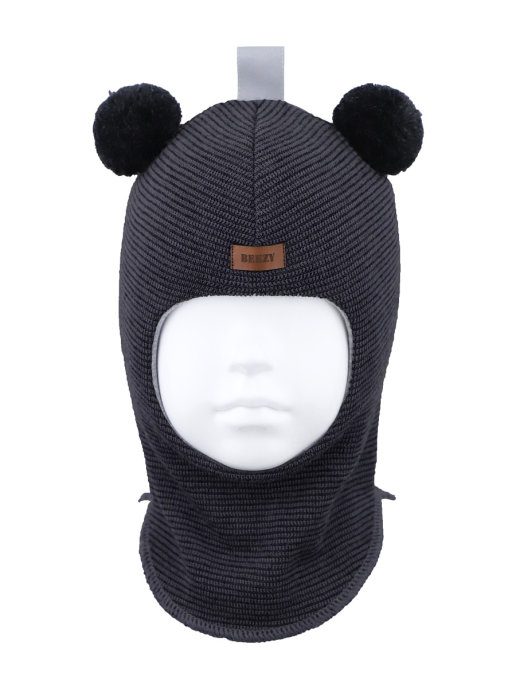 1402/ Шлем-шапка Мишка графит, антрацитовый, темно-серый