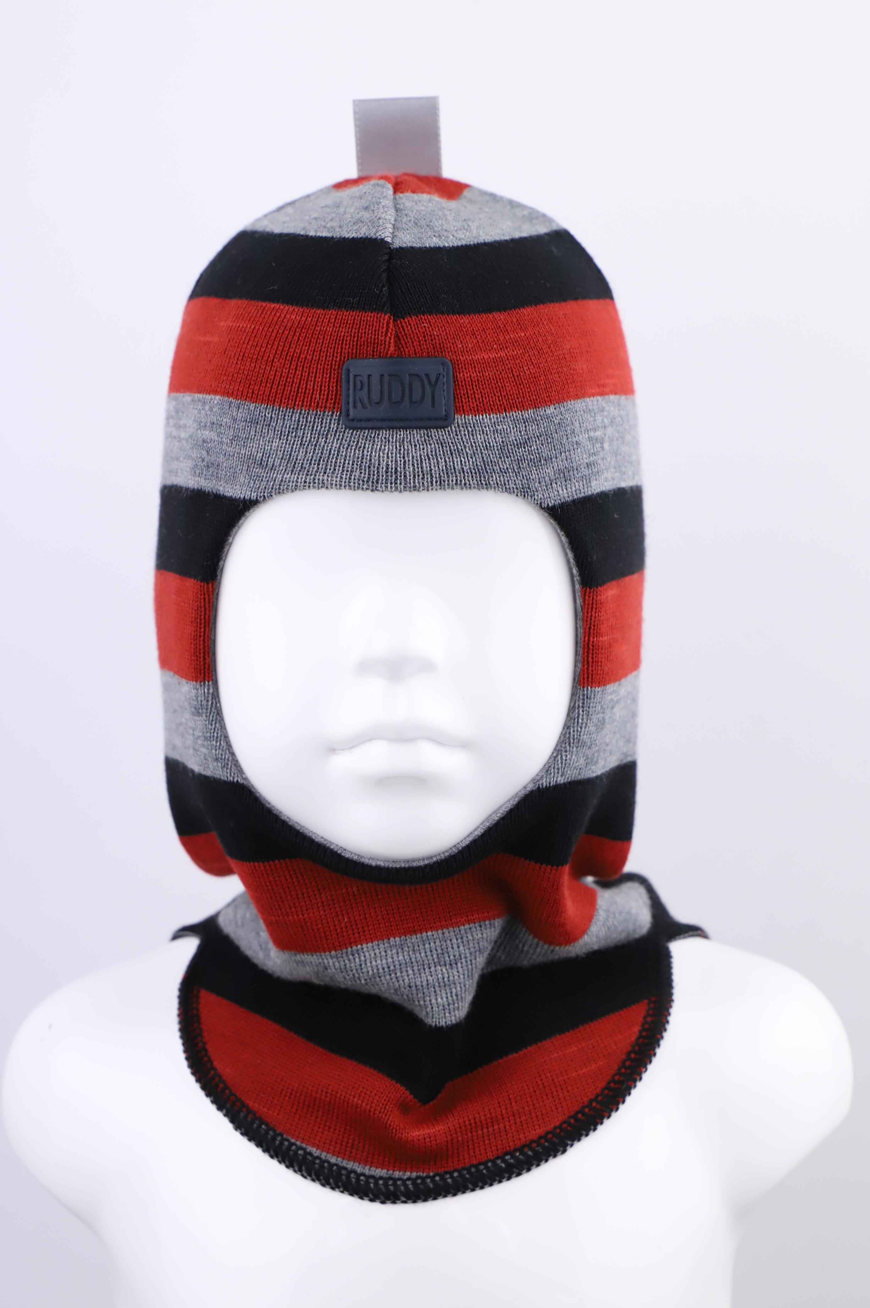2205/ Шлем-шапка Балаклава черный, красный, серый