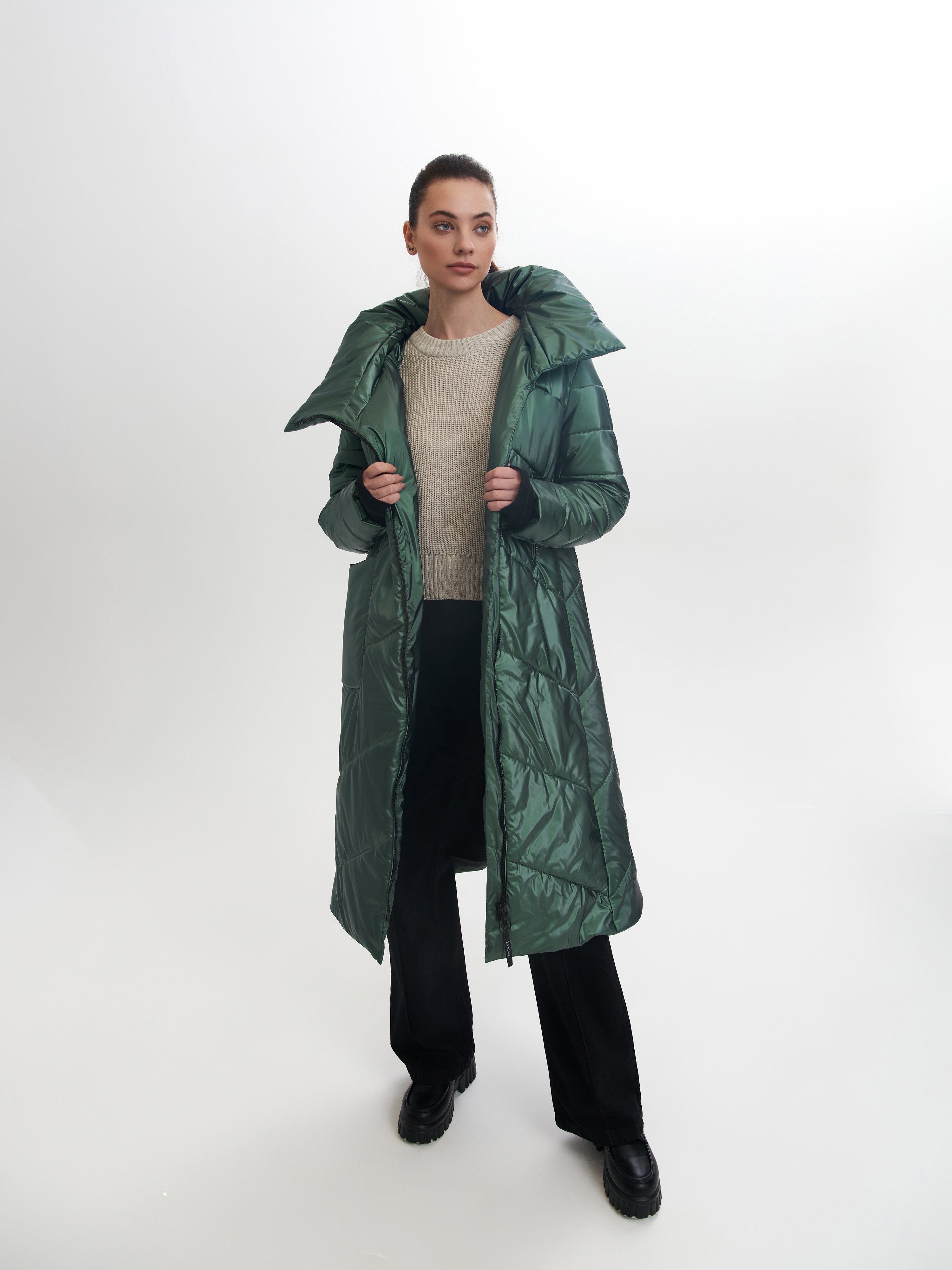 К-2000-7/ Куртка женская зеленый, изумрудно-зеленый