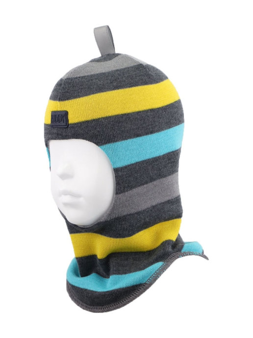 2205/ Шлем-шапка Балаклава серый, бирюзовый, желтый