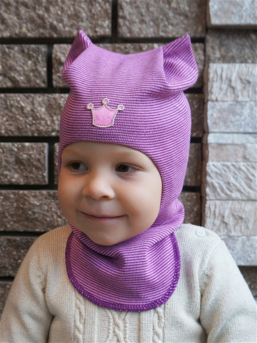 2050/ Шлем-шапка Рысь розовый, фиолетовый