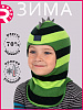 PR-2205-68/ Шлем-шапка полное утепление салатовый, зеленый, темно-зеленый