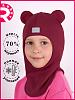 pr-22021/ Шлем-шапка полное утепление Мишка девочка фиолетово-баклажанный, фуксия