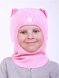1450/ Шлем-шапка Кошка бледно-розовый