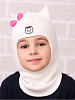 2260/ Шлем-шапка Кошка с бантиком молочный