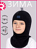 PR-2205-50/ Шлем-шапка полное утепление темно-серый меланж, антрацитовый