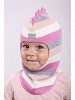 22161/ Шлем-шапка Дракон девочка розовый, серый, белый