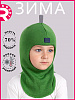 PR-2205-67/ Шлем-шапка полное утепление зеленый